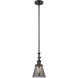 Franklin Restoration Cone 1 Light 6 inch Matte Black Mini Pendant Ceiling Light in Incandescent, Plated Smoke, Franklin Restoration