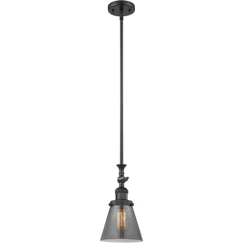 Franklin Restoration Cone 1 Light 6 inch Matte Black Mini Pendant Ceiling Light in Incandescent, Plated Smoke, Franklin Restoration