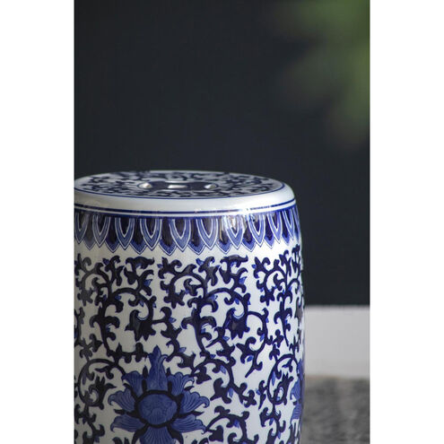 Garden 15.9 inch Blue and White Stool