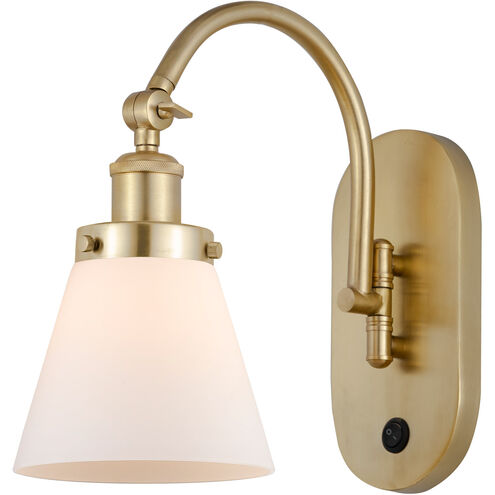 Franklin Restoration Cone LED 6.25 inch Satin Gold Sconce Wall Light in Matte White Glass