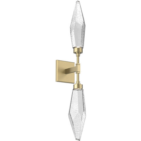 Rock Crystal LED 4.5 inch Gilded Brass Indoor Sconce Wall Light in 3000K LED, Chilled Clear, Double