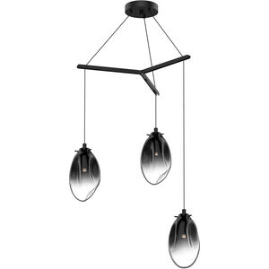 Liquid LED 27 inch Satin Black Pendant Ceiling Light in Smoke Fade Glass
