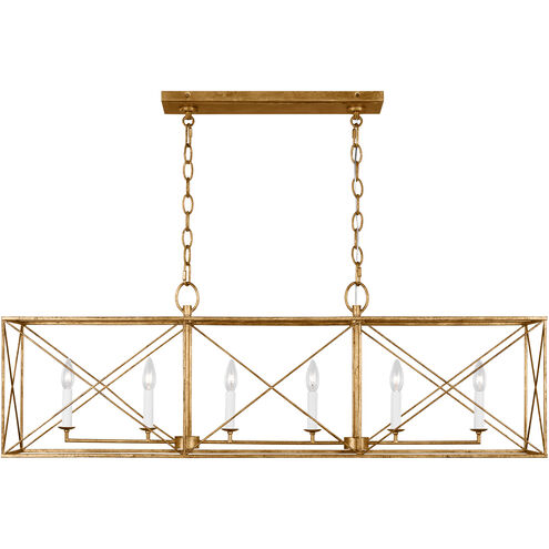 C&M by Chapman & Myers Beatrix 6 Light 46 inch Antique Gild Linear Lantern Pendant Ceiling Light