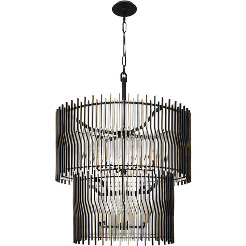 Park Row 14 Light 32 inch Matte Black and French Gold Chandelier Ceiling Light