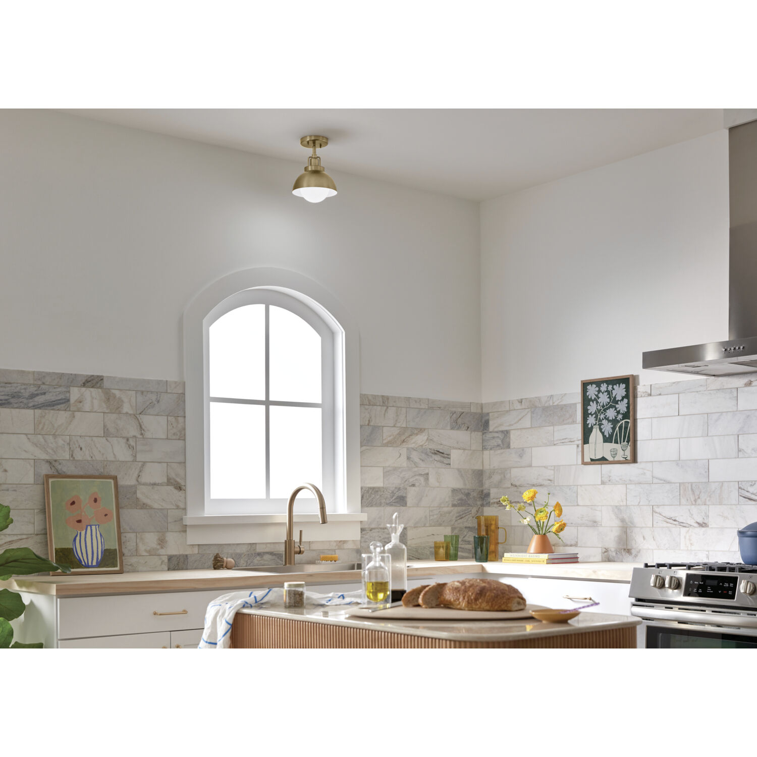 Niva LED 8 inch Champagne Bronze Semi Flush Mount Ceiling Light