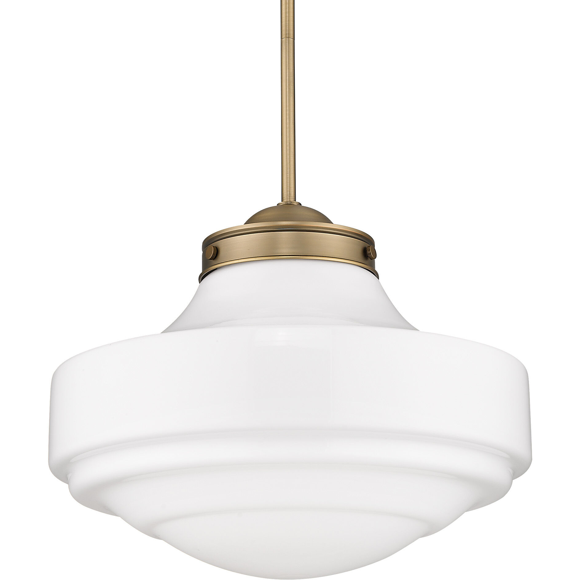 Ingalls Pendant Ceiling Light in Vintage Milk Glass, Modern Brass, Large