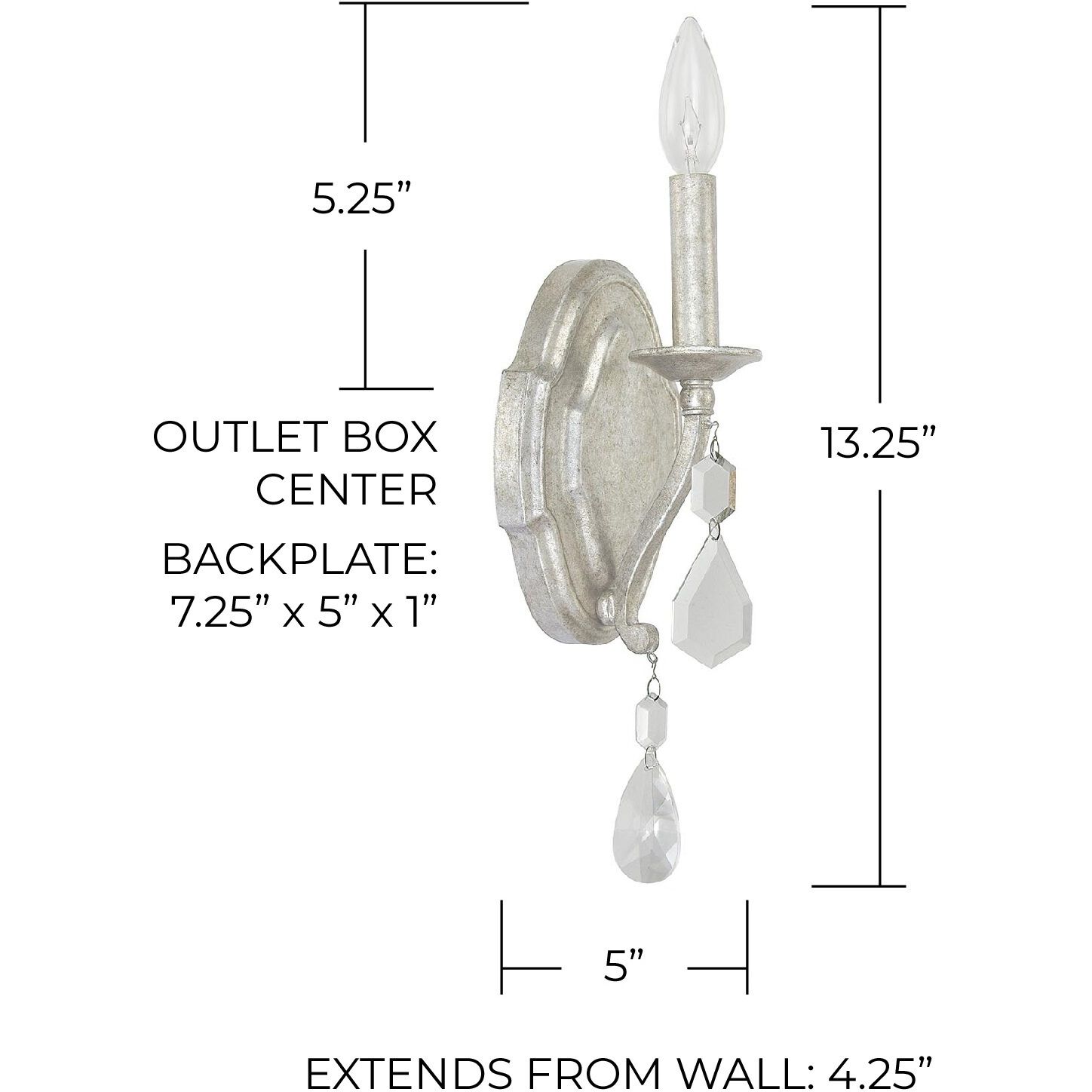 Blakely 1 Light 5 inch Antique Silver Sconce Wall Light in Clear