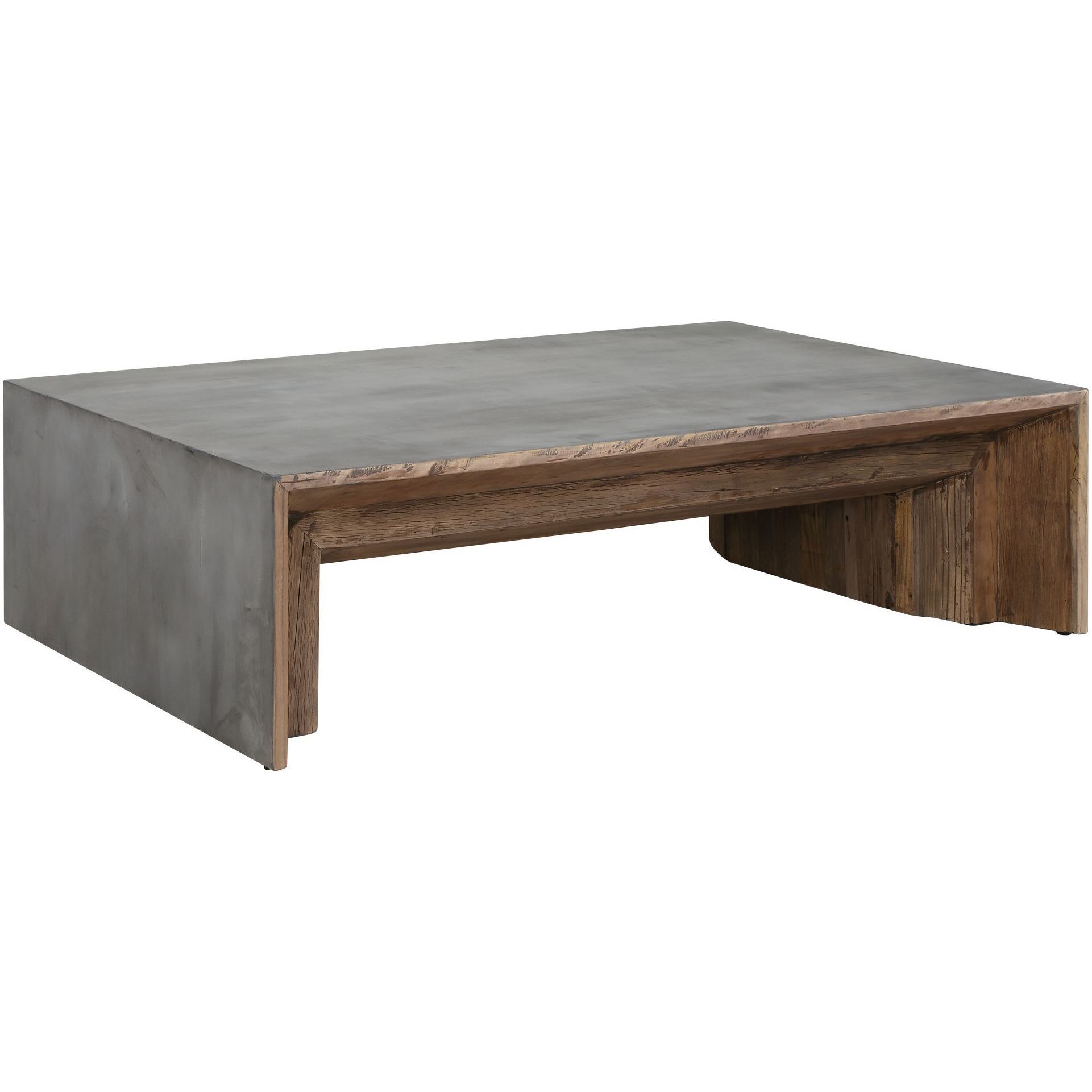 Vail 60 X 16 inch Natural Reclaimed Elm Wood and Gray Concrete Coffee Table
