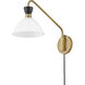 Simon 1 Light 8 inch Black with Heritage Brass Sconce Wall Light in Cased Opal