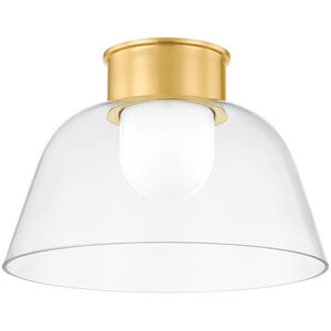 Lakeside 1 Light 14 inch Aged Brass Flush Mount Ceiling Light