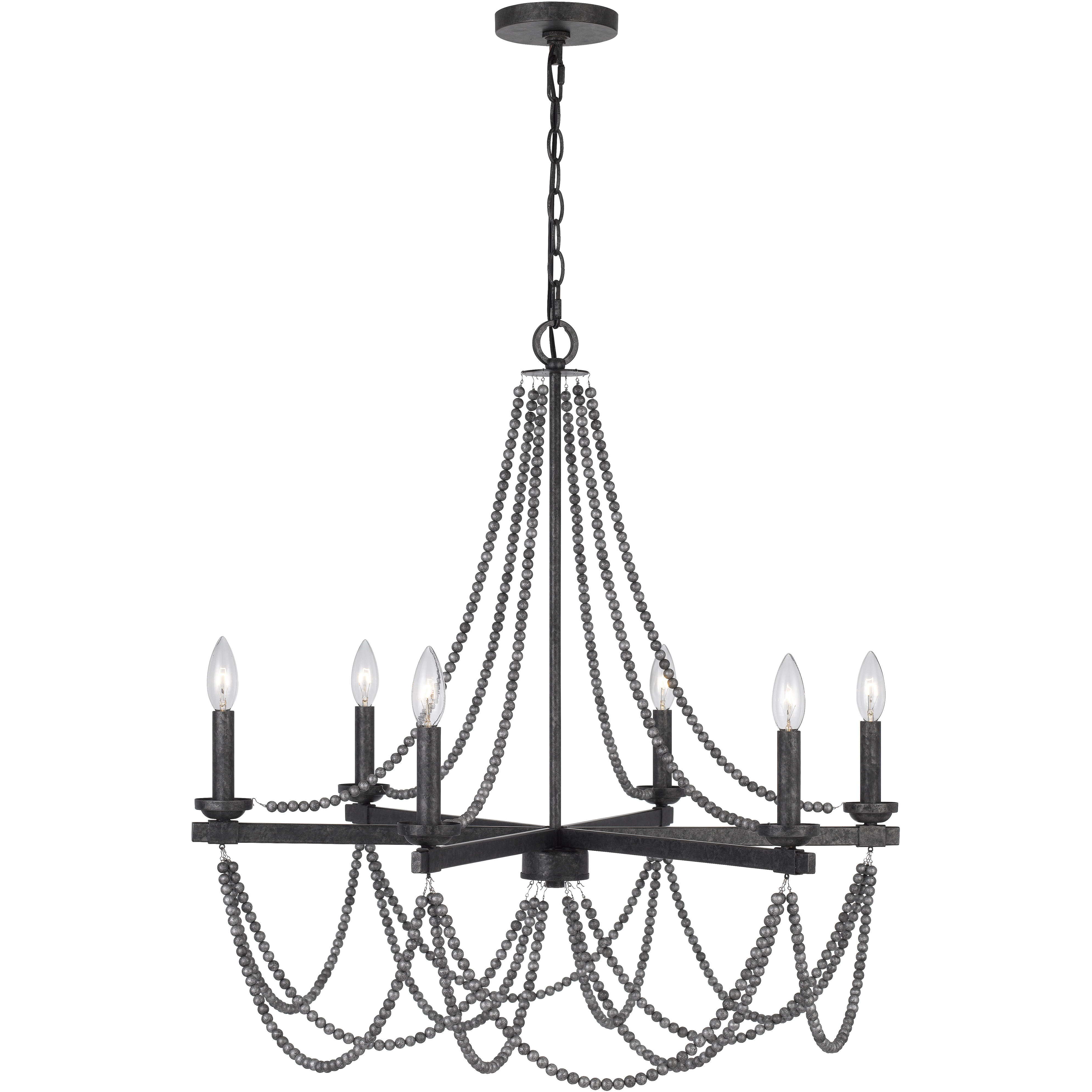 Ventura 6 Light 30 inch Aged Silver Chandelier Ceiling Light