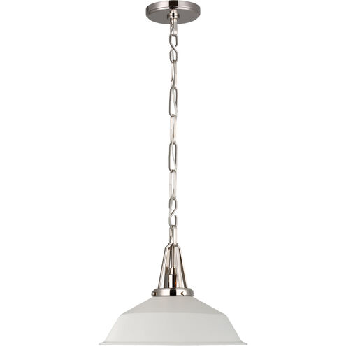 Chapman & Myers Layton LED 14 inch Polished Nickel Pendant Ceiling Light in Matte White