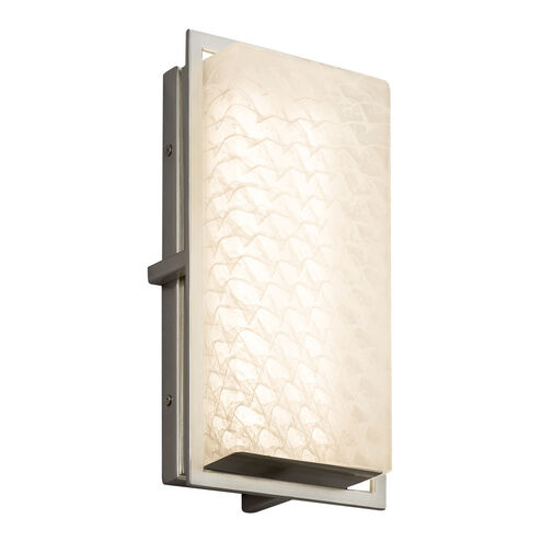 Fusion 12 inch Brushed Nickel Outdoor Wall Sconce in Weave Fusion