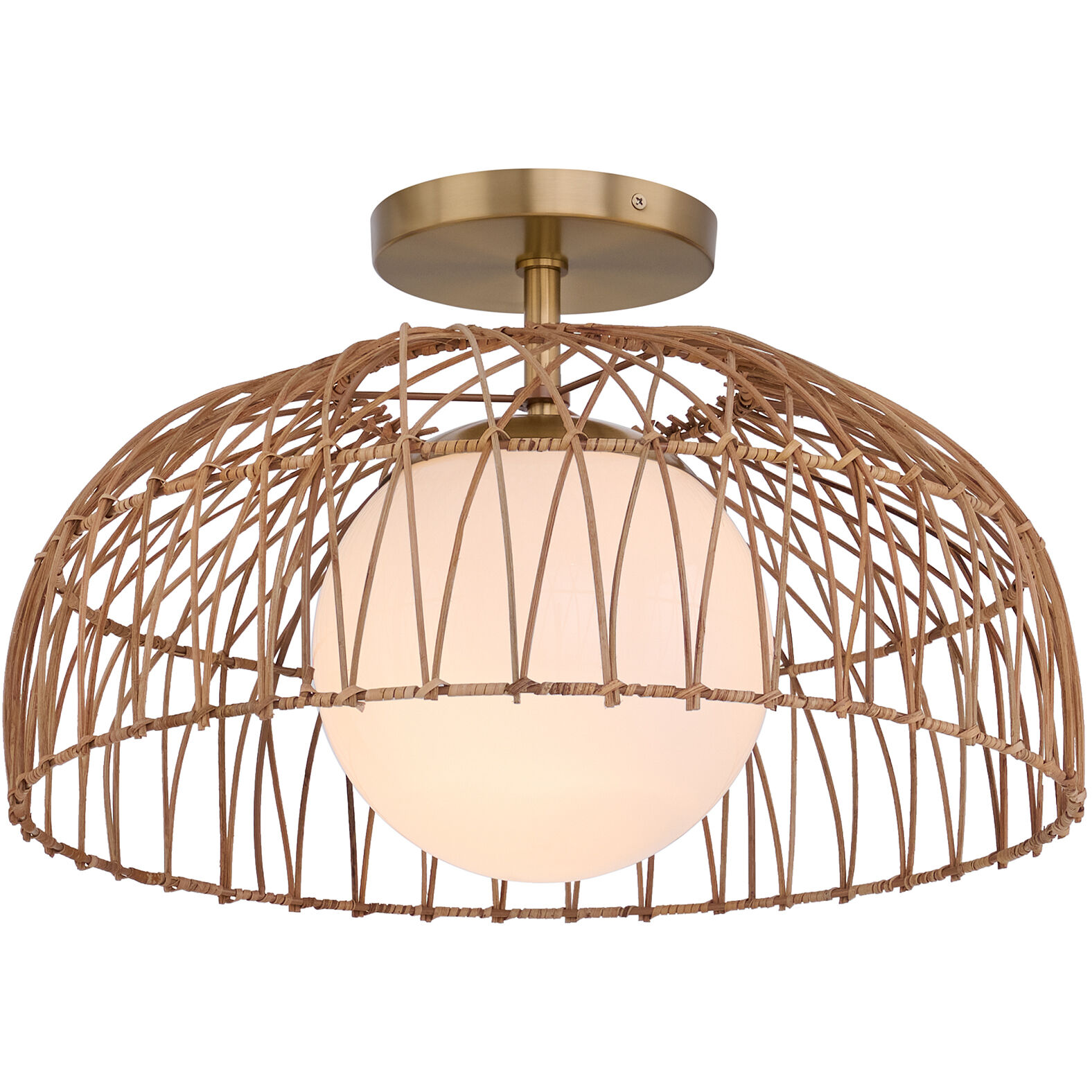 Bohemian 1 Light 18 inch Natural Brass Convertible Pendant or Semi-Flush Ceiling Light, Pendant or Semi-Flush