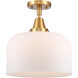 Franklin Restoration X-Large Bell 1 Light 12 inch Satin Gold Flush Mount Ceiling Light in Matte White Glass