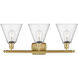 Ballston Ballston Cone 3 Light 28 inch Satin Gold Bath Vanity Light Wall Light in Seedy Glass