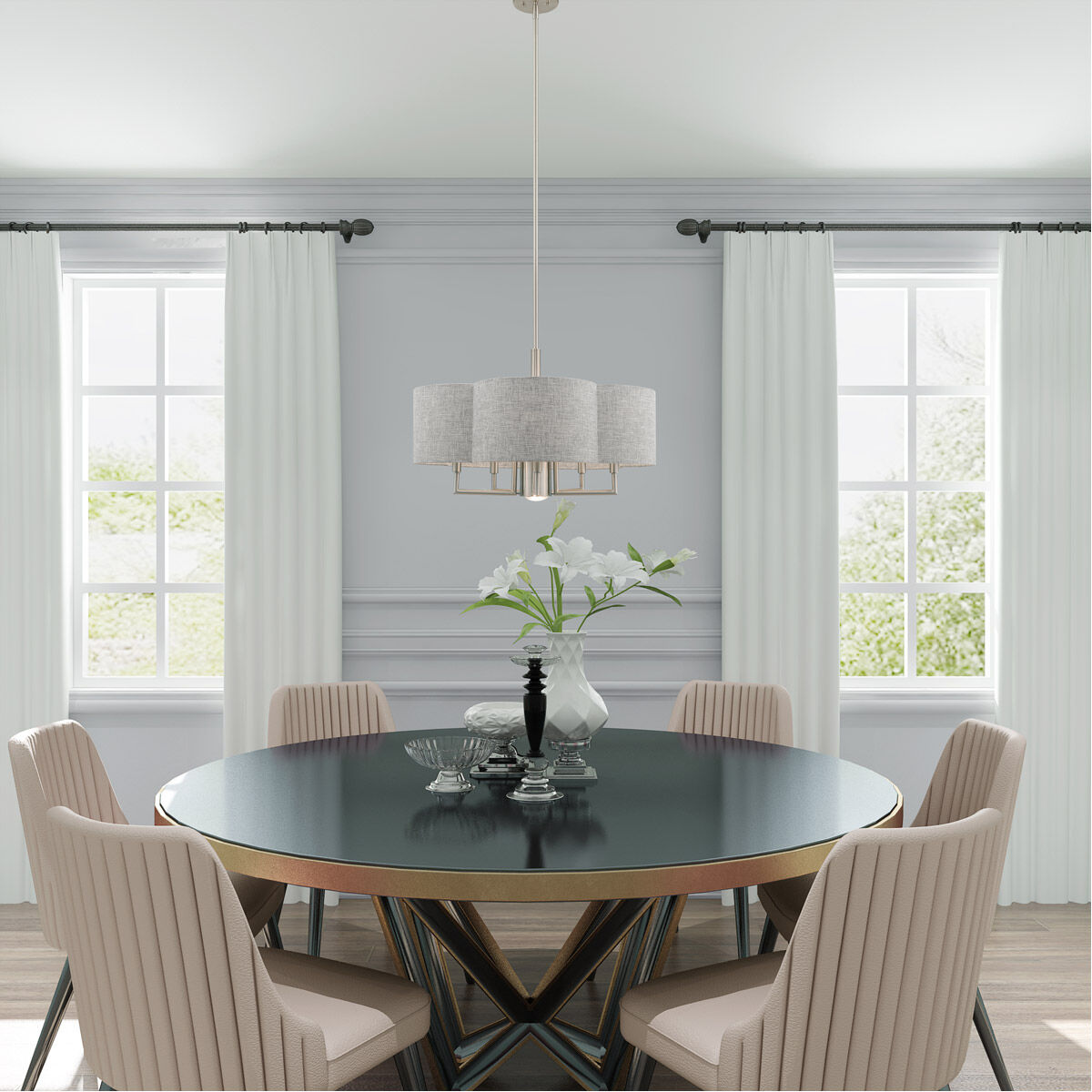 Kalmar 6 Light 24 inch Brushed Nickel Pendant Chandelier Ceiling Light