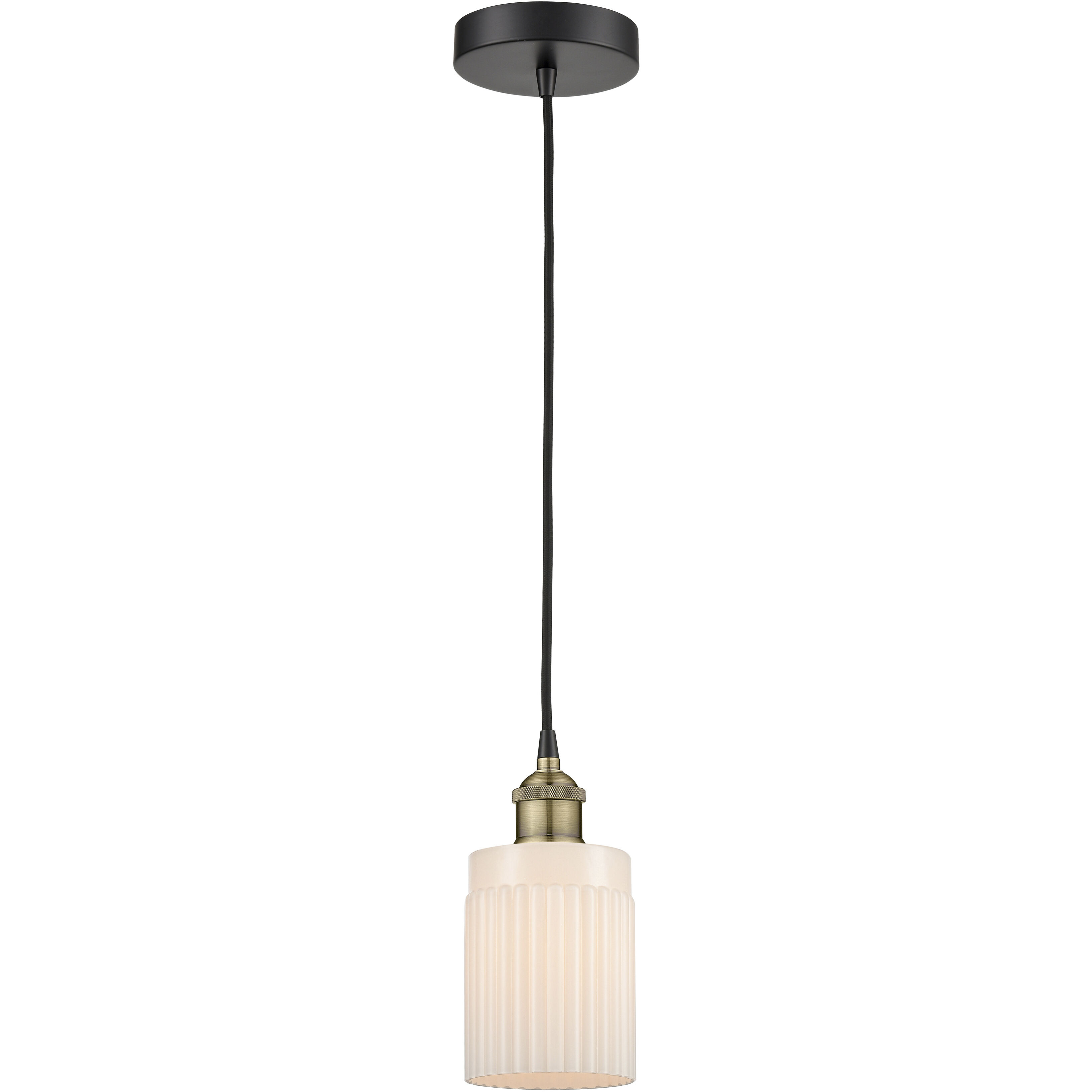 Hadley 1 Light 4.5 inch Black Antique Brass Mini Pendant Ceiling Light in Matte White Glass