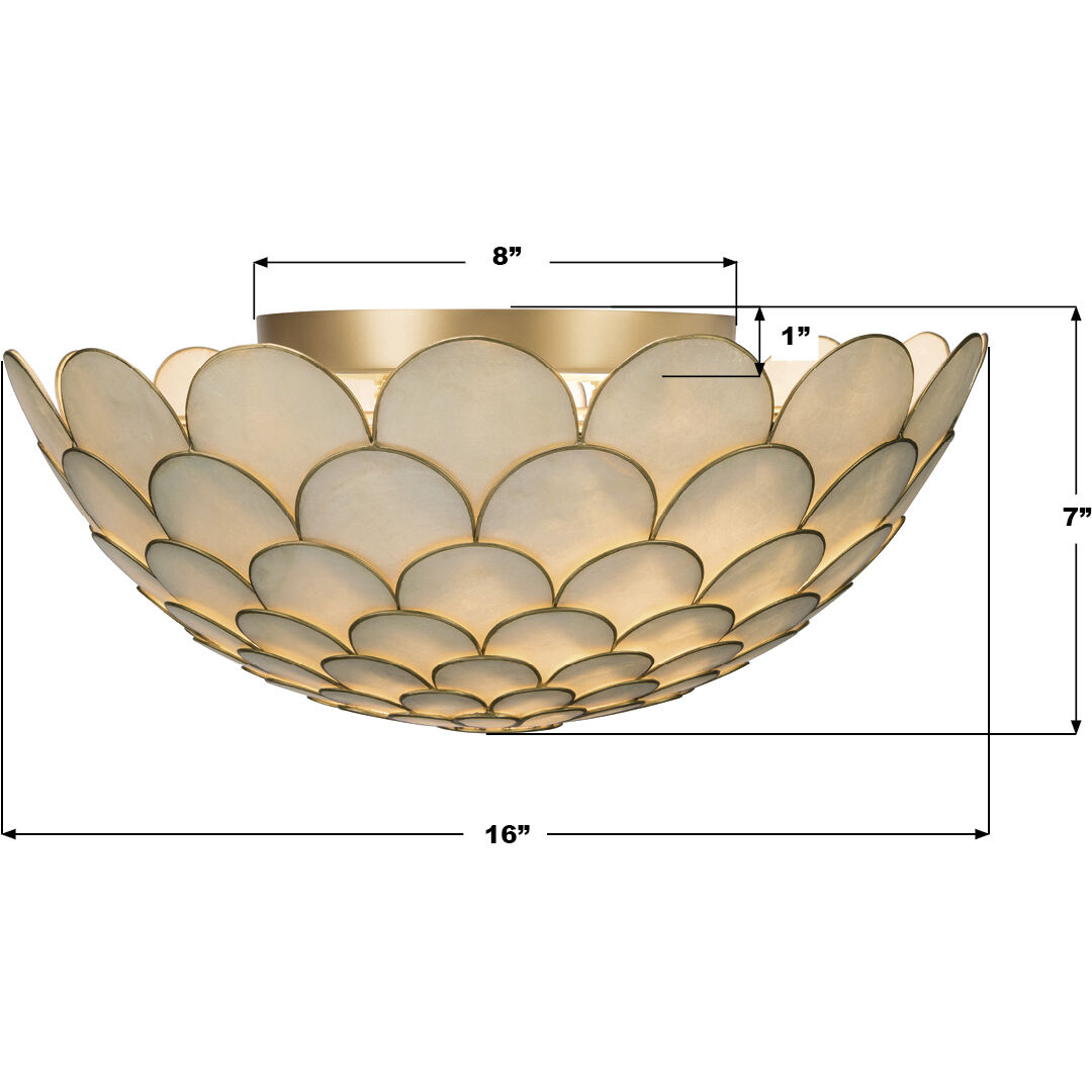 Darby 3 Light 16 inch Soft Gold Semi Flush Ceiling Light
