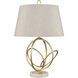 Morely 26 inch 150 watt Gold Leaf with White Table Lamp Portable Light