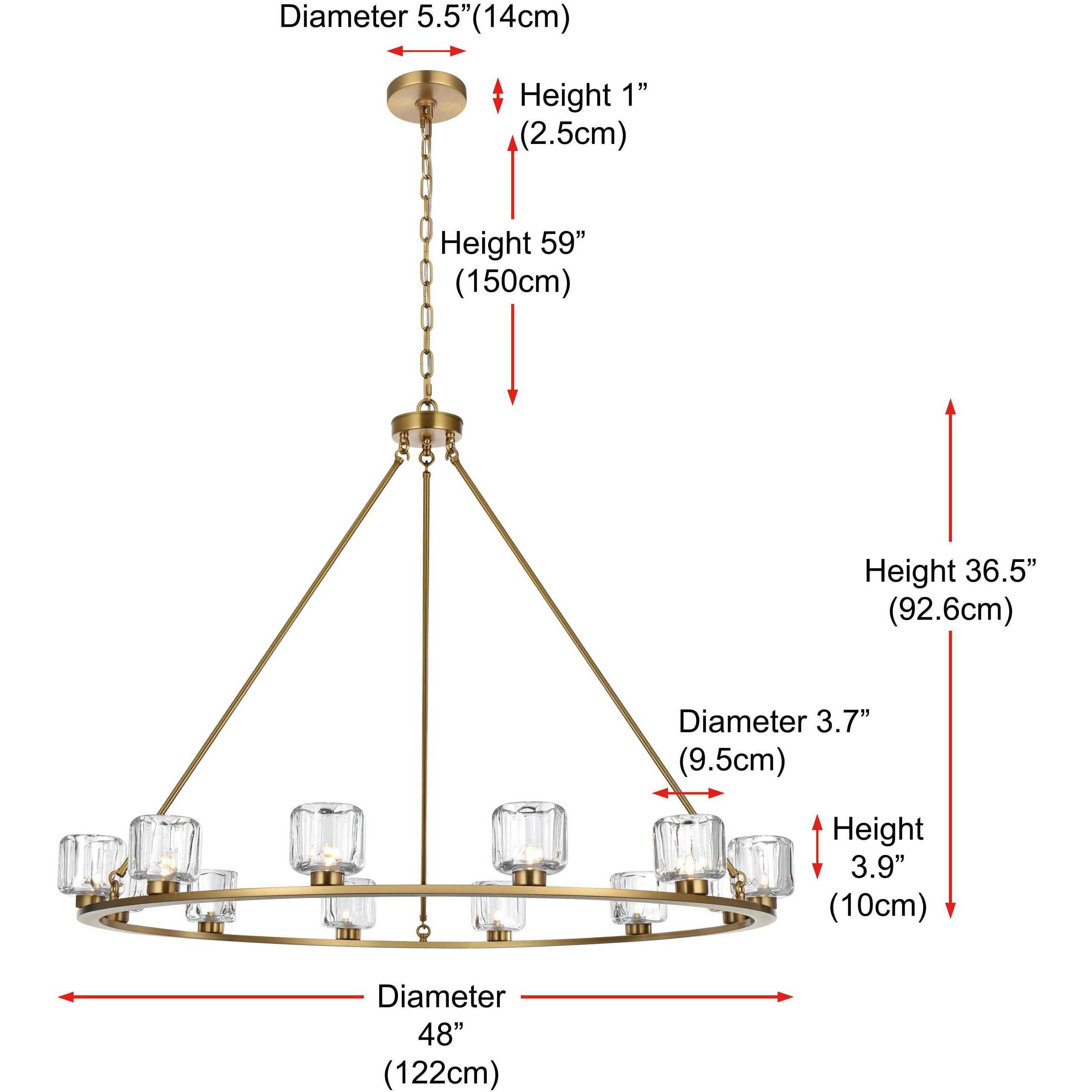 Cadence 12 Light 48 inch Satin Gold Chandelier Ceiling Light