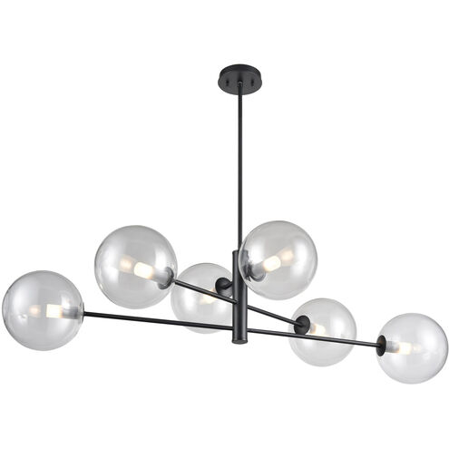 Courcelette 6 Light 47 inch Graphite Linear Pendant Ceiling Light in Clear Glass