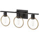 EVOLV 24 inch Matte Black with Brass Ring Bath Bar Wall Light in Matte Black / Brass Ring