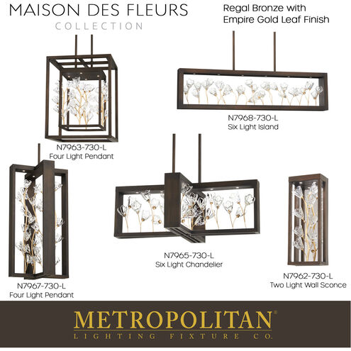 Maison Des Fleurs LED 16 inch Regal Bronze with Empire Gold Pendant Ceiling Light