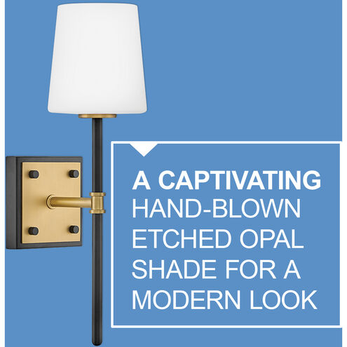 Saunders 1 Light 4.75 inch Black with Lacquered Brass Interior Wall Mount Wall Light