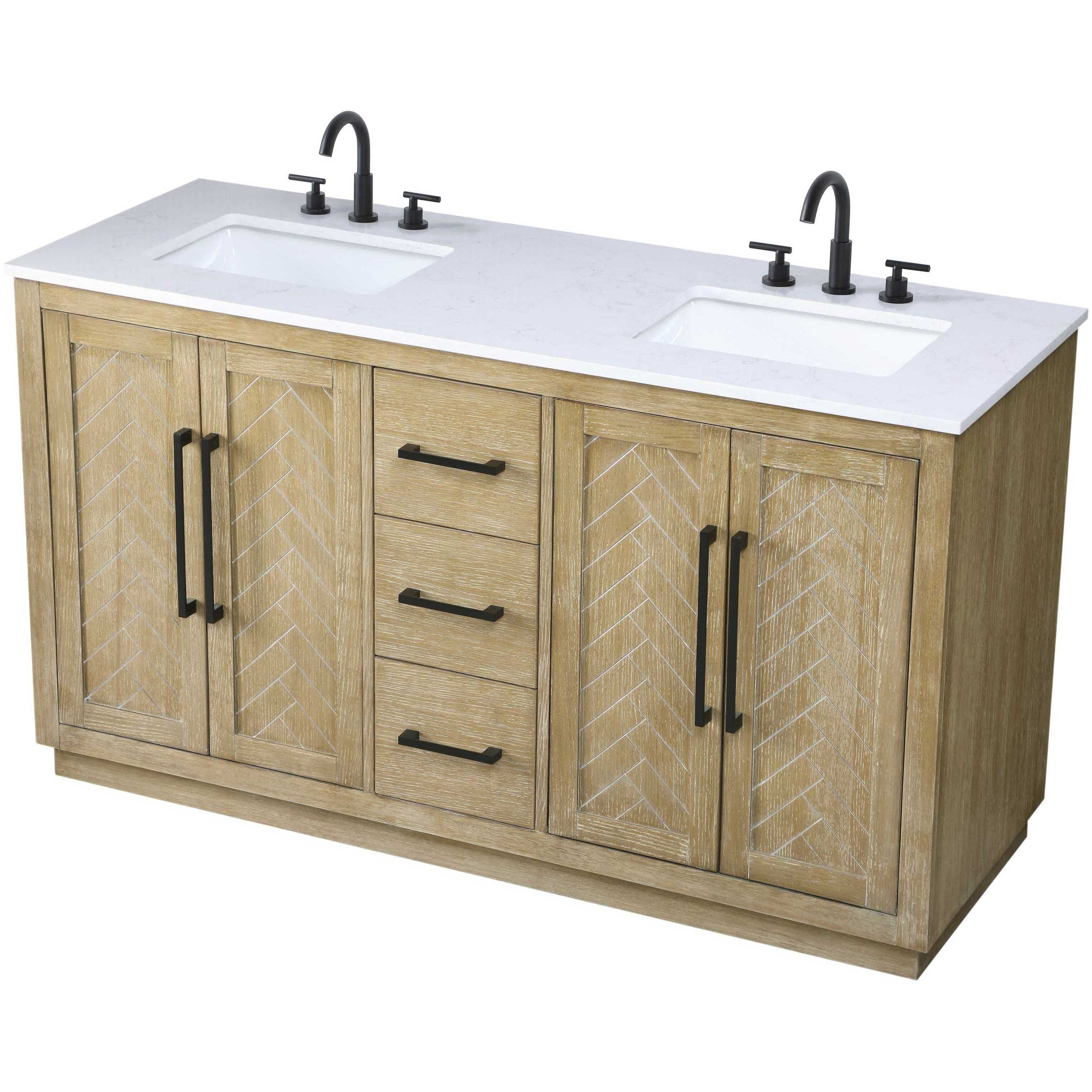Chase 60 X 34 inch Linen Oak Bathroom Vanity Cabinet