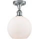 Ballston Athens LED 8 inch Polished Chrome Semi-Flush Mount Ceiling Light in Matte White Glass, Ballston