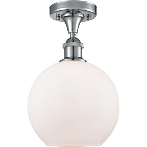 Ballston Athens LED 8 inch Polished Chrome Semi-Flush Mount Ceiling Light in Matte White Glass, Ballston