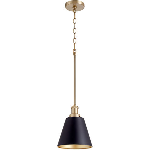 Fort Worth 1 Light 8 inch Noir and Aged Brass Mini Pendant Ceiling Light