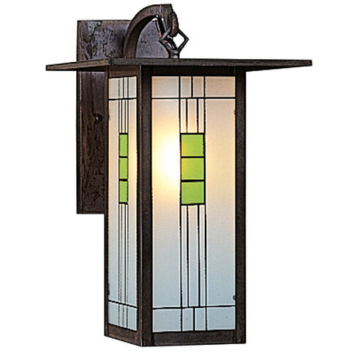 Franklin 1 Light 15.12 inch Satin Black Outdoor Wall Mount in Yellow and Green Silk Screen