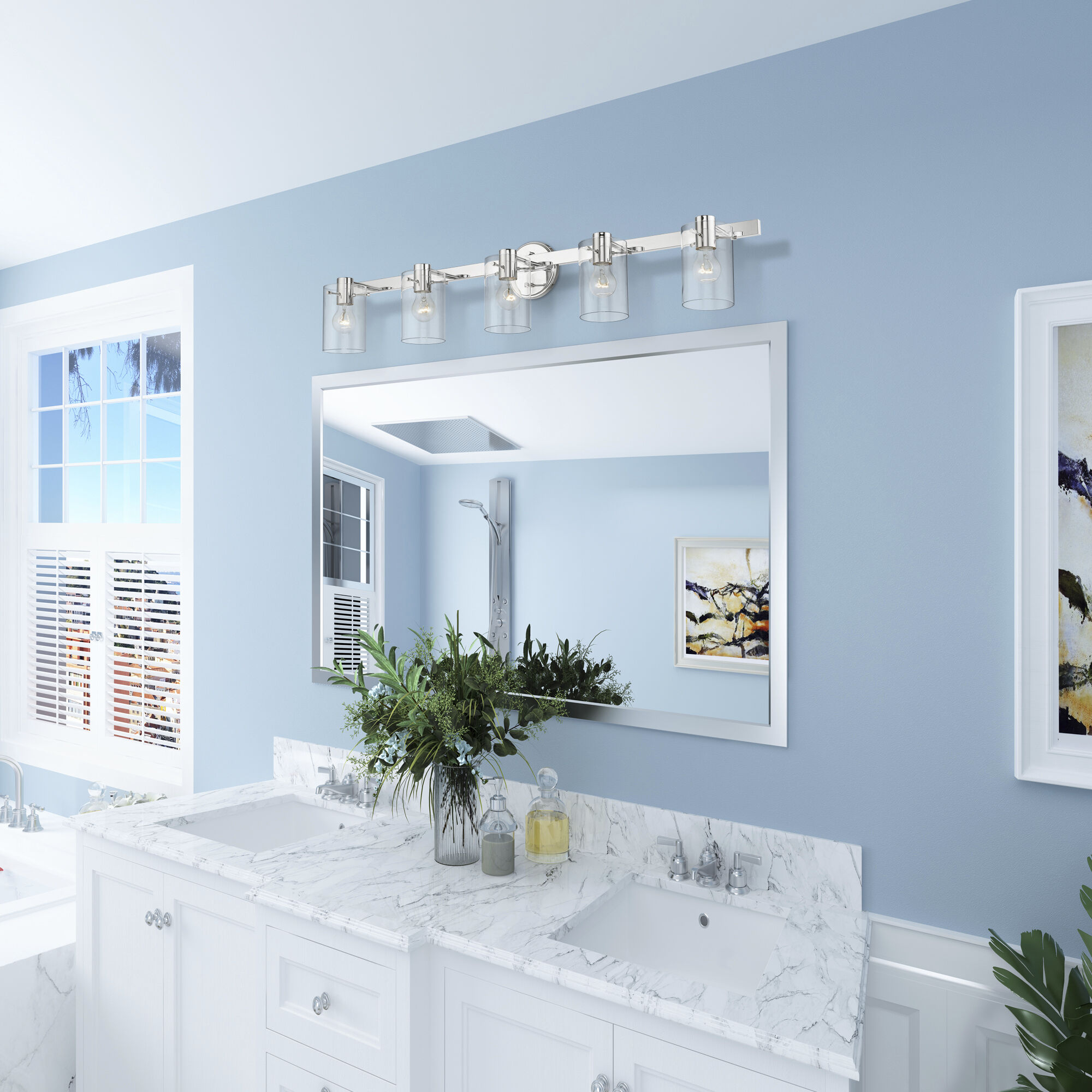 Munich 5 Light 42 inch Polished Chrome Vanity Sconce Wall Light