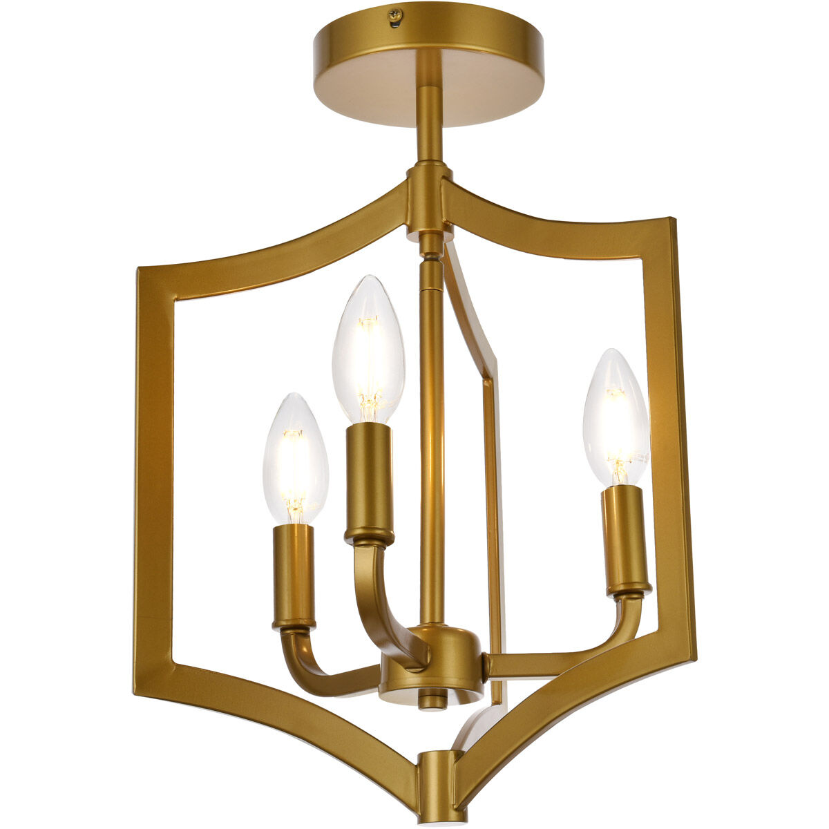 Kiera 3 Light 12 inch Brass Flush Mount Ceiling Light