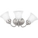 Fluted Glass 3 Light 16 inch Brushed Nickel Bath Vanity Wall Light in Etched