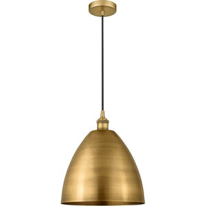 Edison Dome LED 12 inch Brushed Brass Mini Pendant Ceiling Light