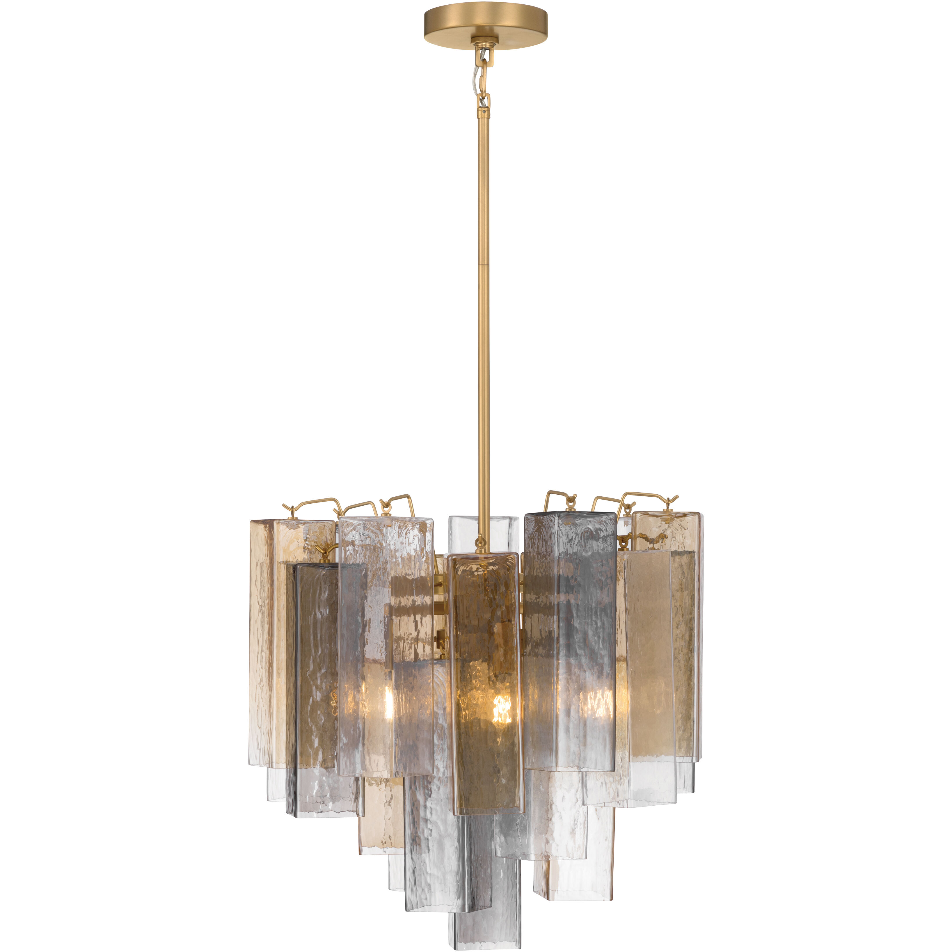Torvento 6 Light 17.75 inch Legacy Brass Pendant Ceiling Light in Clear,  Grey and Amber Handmade Glass