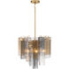 Torvento 6 Light 17.75 inch Legacy Brass Pendant Ceiling Light in Clear,  Grey and Amber Handmade Glass