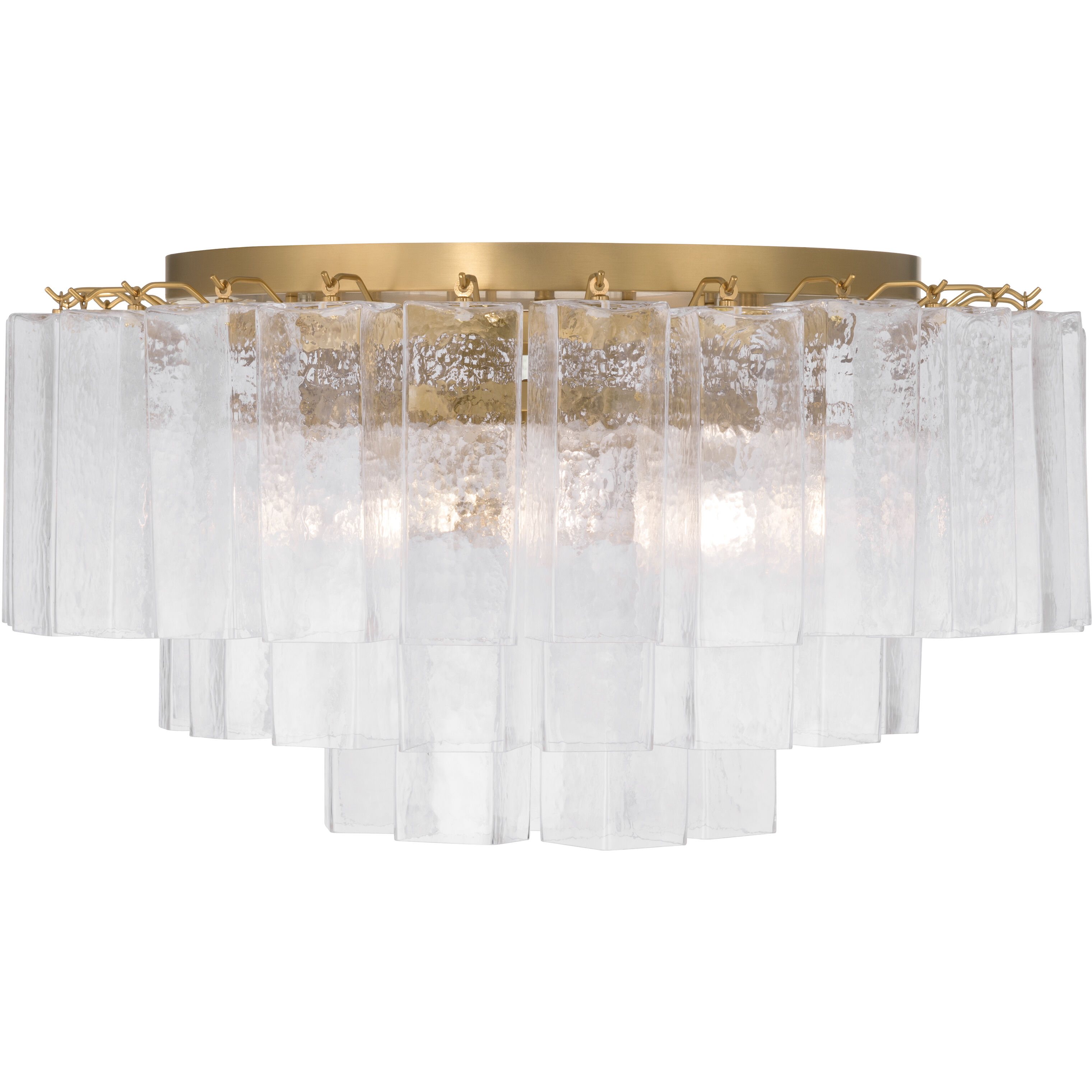 Torvento 7 Light 28 inch Legacy Brass Flush Mount Ceiling Light in Clear Handmade Glass