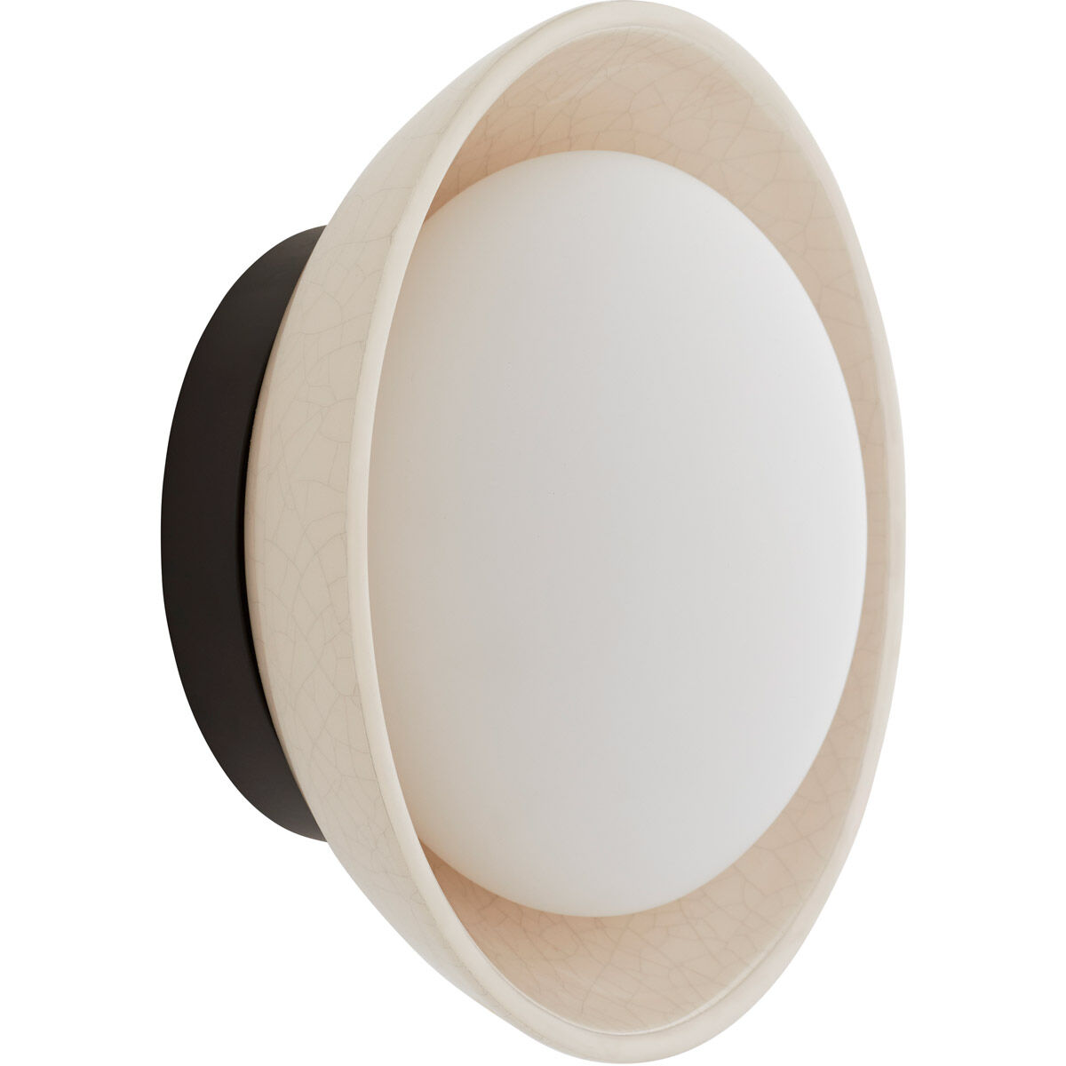 Glaze 1 Light Ivory Stained Crackle and Blackened Steel Sconce Wall Light, Small