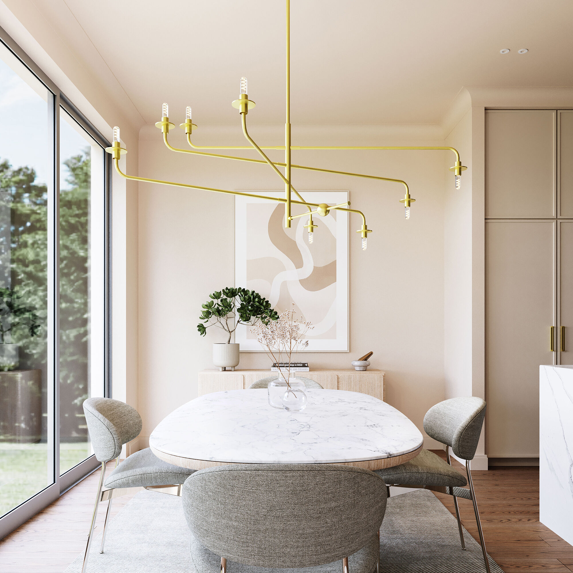 Sonneman 4548.38 Atelier 8 Light 60 inch Satin Brass Pendant