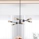 Tribeca 6 Light 37 inch Matte Black and Satin Brass Linear Chandelier Ceiling Light