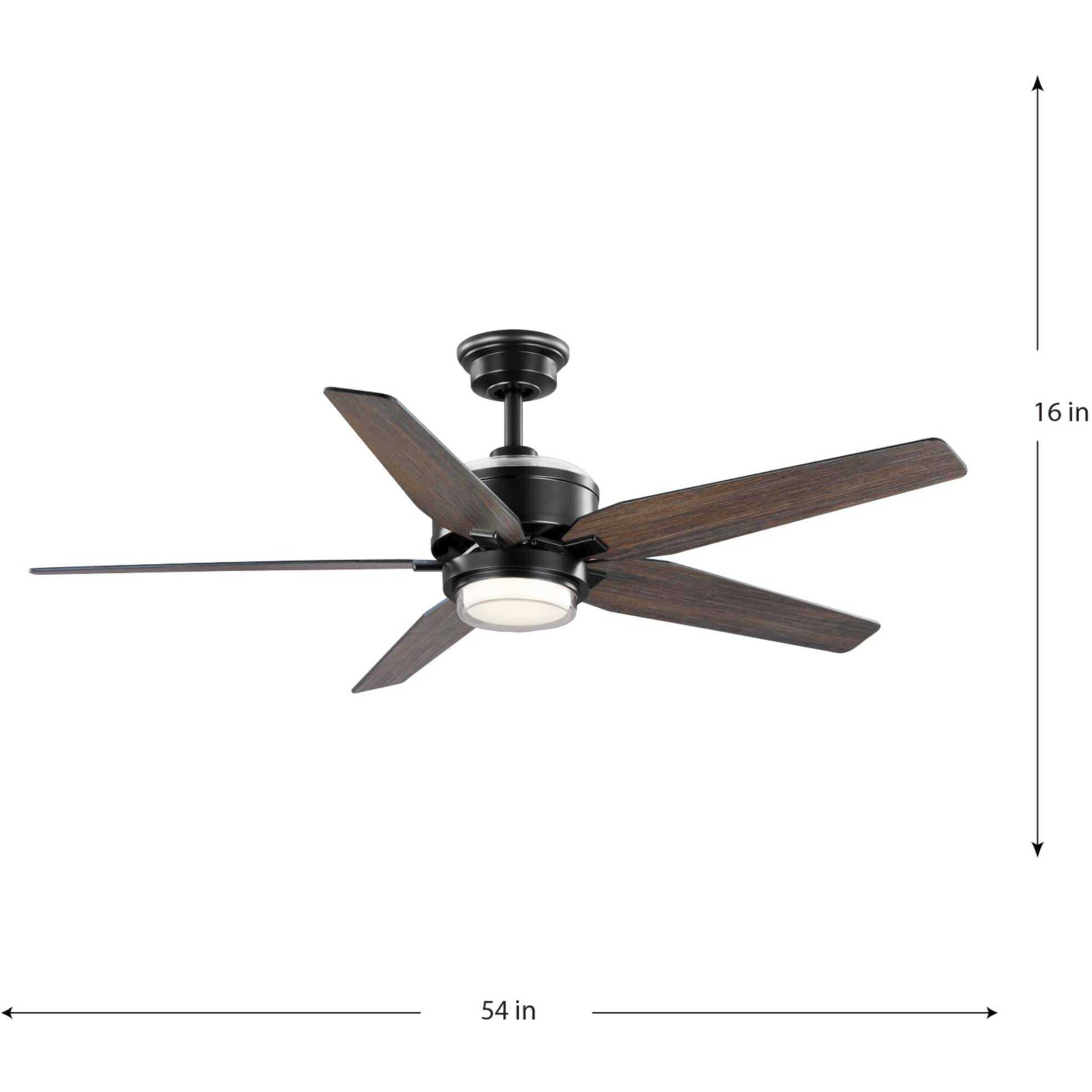 Byars 54 inch Matte Black with Matte Black/Antique Black Blades Ceiling Fan