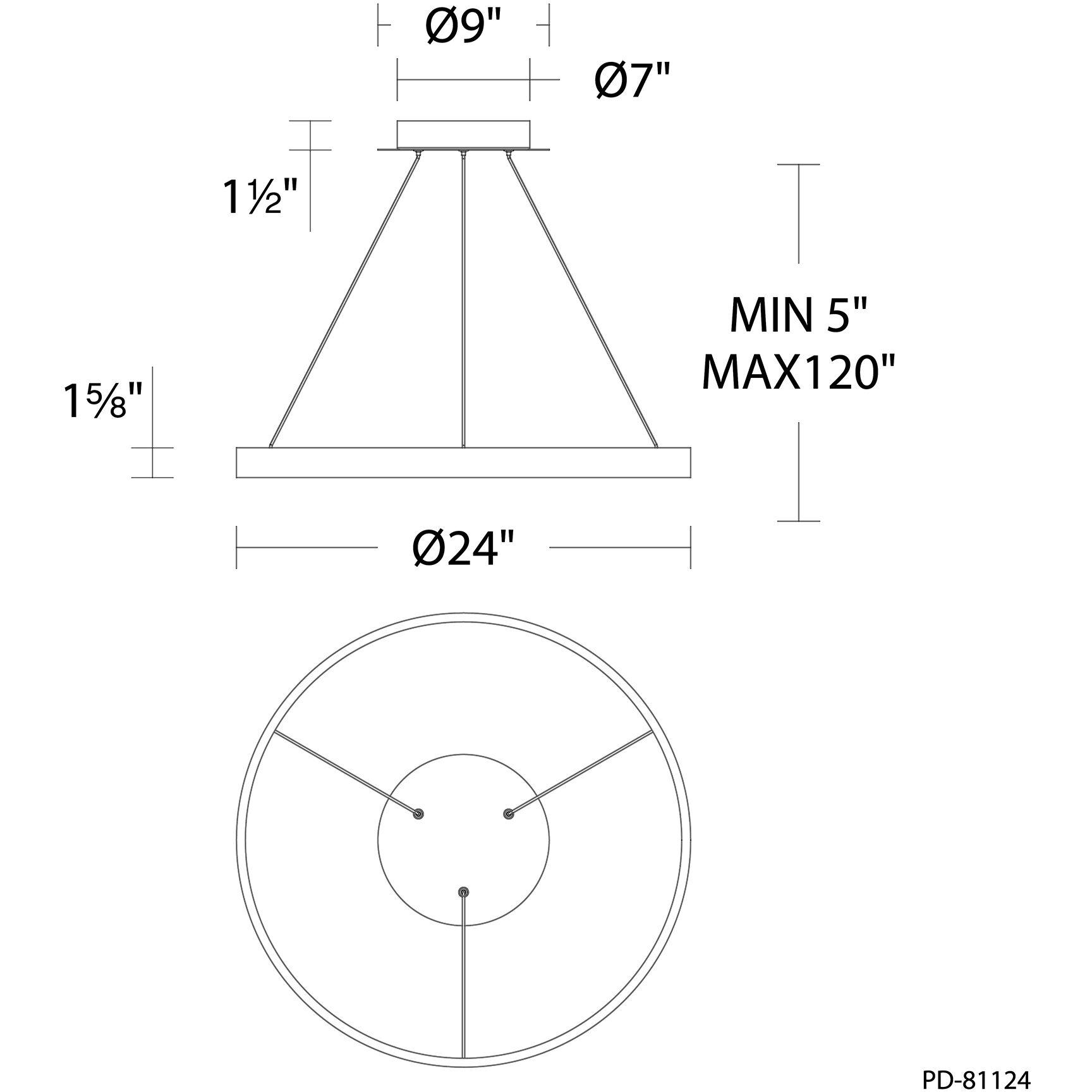 Sirius LED 24 inch White Pendant Ceiling Light, dweLED