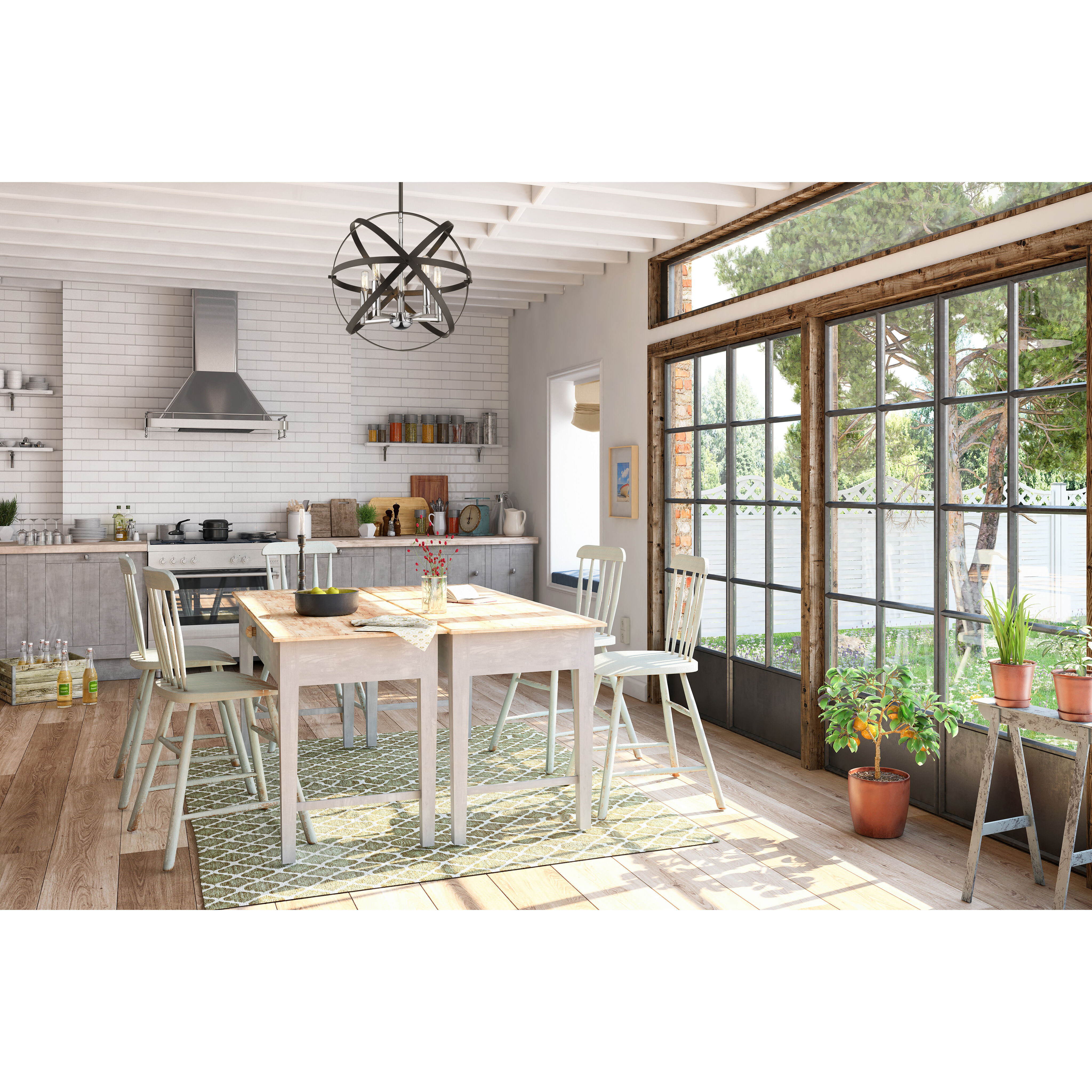 Cavallo 5 Light 18 inch Hammered Black and Chrome Pendant Ceiling Light