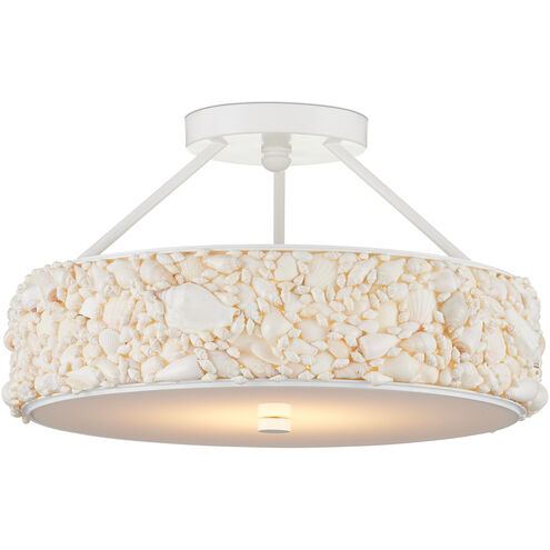 Turbinella 1 Light 18.5 inch Natural/Sugar White/White Semi-Flush Mount Ceiling Light