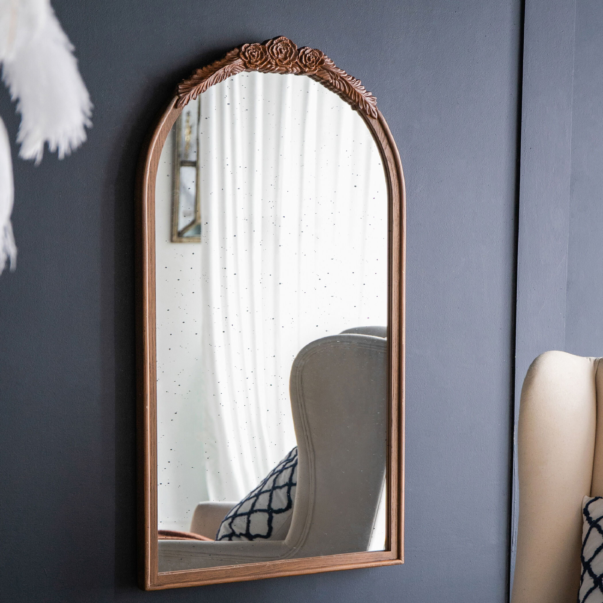 A&B Home 83483-NATU-DS Bingley 41.9 X 22.8 inch Brown Wall Mirror  