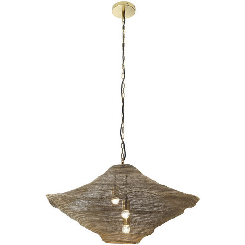 Marseille 3 Light 33 inch Brass Antique Pendant Ceiling Light